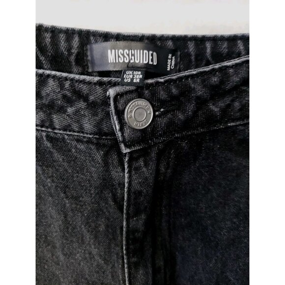 Misguided Womens 10 Baggy Wide Leg Black Ripped Jeans Y2K Grunge Goth Skater - Picture 5 of 10